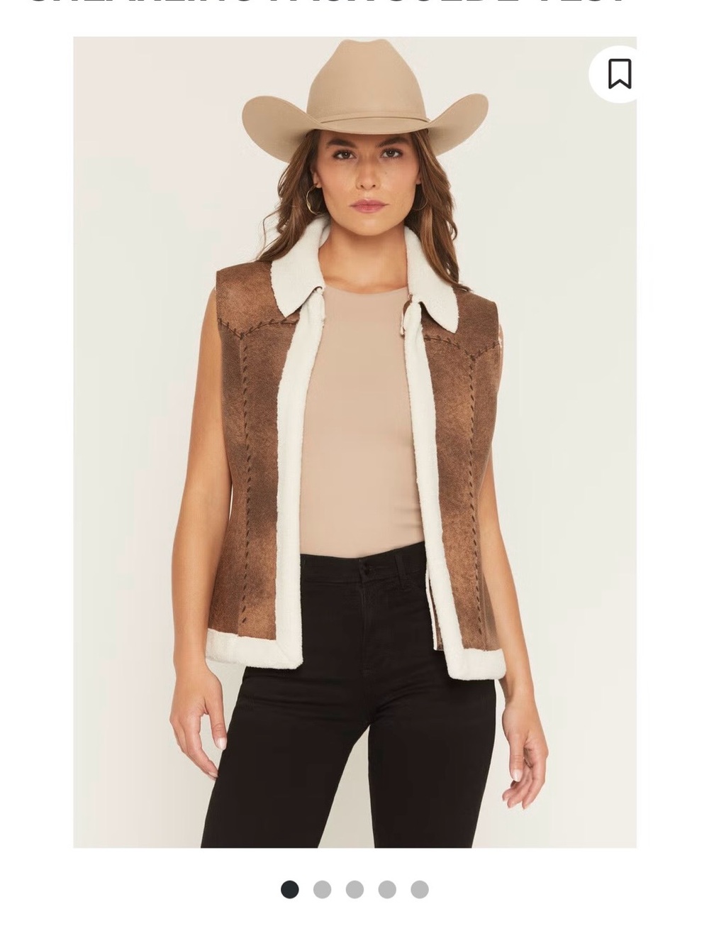 Women's Tan Faux-Shearling Western Vest